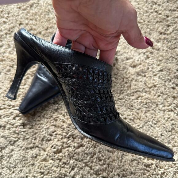 Vía Spiga Vintage Black Women's woven leather Heels size 7 - Picture 8 of 13